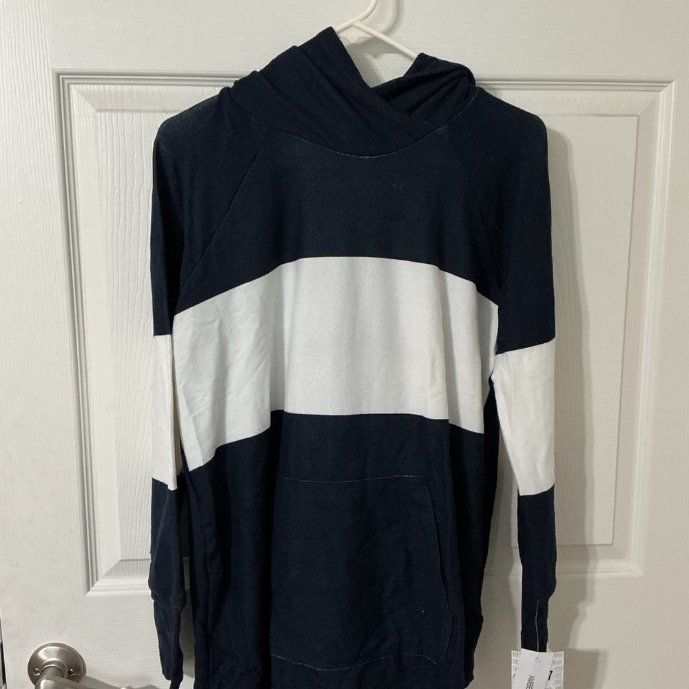 LuLaRoe Navy and White Hoodie Sweatshirt